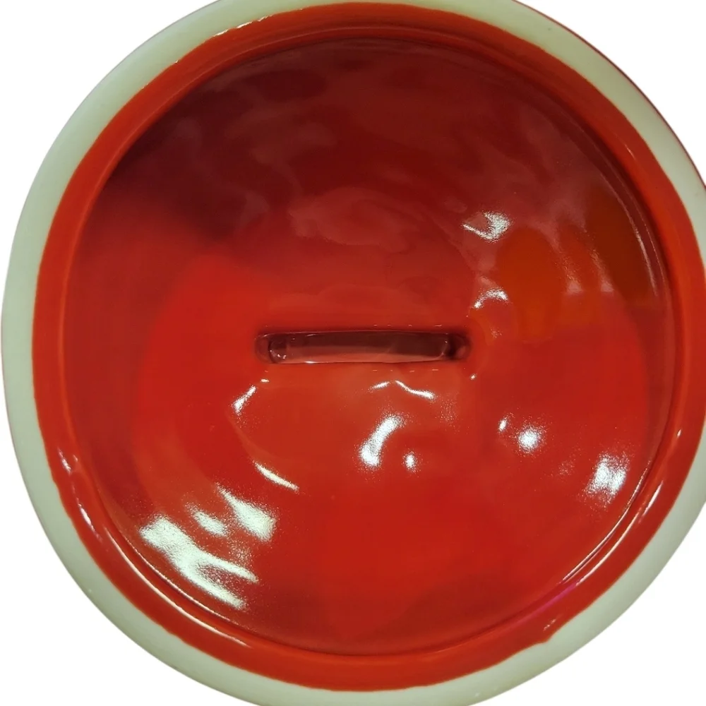 FIESTA MEDIUM pet dog bone CANISTER treat cookie CROCK SCARLET